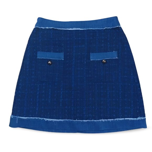 kate spade Dresses & Skirts - Kate Spade Womens Tweed Skirt Size 8 Blue Wool Denim A-Line Skirt Pockets